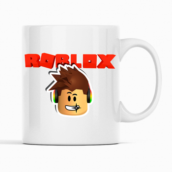 Белая кружка (чашка) с оригинальным принтом онлан игры Roblox "Лицо персонажа Roblox. Роблокс"
