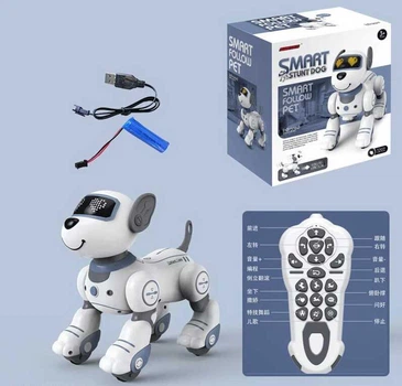 Собачка на радиоуправлении SD toys BG 1533 свет, звук, сенсор, бело-серый