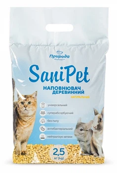 Древесный наполнитель для туалета кошек и грызунов Природа Sani Pet Универсальный 2,5 кг
