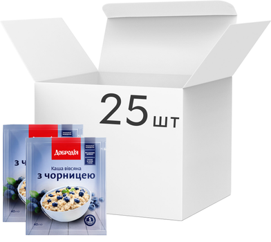 Упаковка каши овсяной Добродія с черникой 40 г х 25 шт (4820182204524)