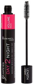 Подовжуюча та потовщуюча туш для вій Rimmel Glam Eyes Day 2 Night 2 w 1 001 Black 9.5 мл (3607342207622)