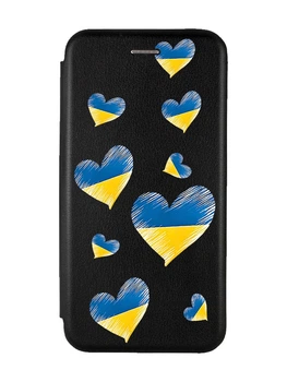 Чехол-книжка с рисунком для Samsung Galaxy J7(2016) J710 Чёрный :: Сердечка. Украина (принт 258)