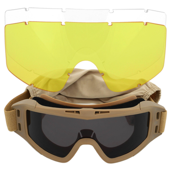 Захисні окуляри-маска SPOSUNE JY-023-2 оправа-хакі колір лінз сірий