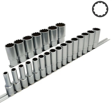 Набор головок длинных Toptul 1/2" 12-гр. 23 предмета (GAAQ1623U-12)