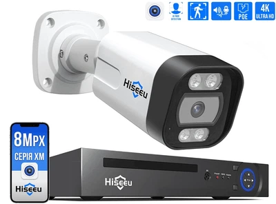 Комплект IP відеонагляду Hiseeu 8мп PoE 1 камера + реєстратор + кабель