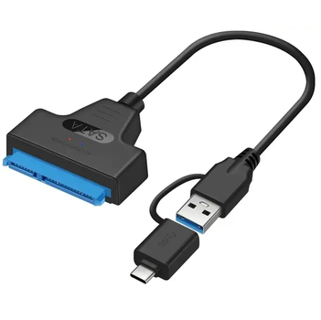 Перехідник SATA на USB 3.0 для диска HDD, SSD 2.5" + адаптер type C