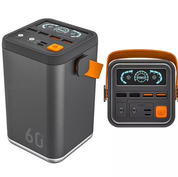 Акумулятор повербанк LARGE PowerBank великої ємності на 60000 мА·год, 35 W, станція на 6 портів, ліхтарик