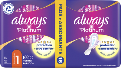 Гігієнічні прокладки Always Platinum Normal Duo (Розмір 1) 16 шт (8001090444912)