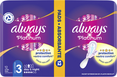 Wkładki Always Platinum Day&Night (Rozmiar 3) 12 sztuk (8001090445070)