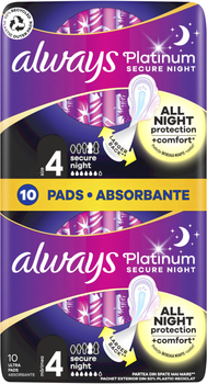 Wkładki higieniczne Always Platinum Secure Night (Rozmiar 4) 2x5 szt (8001841449906)