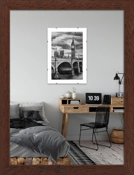 Фоторамка деревянная 15х20 багет: DL1507-13 Темно-коричневый (с глянцевым прозрачным пластиком 0.8мм, двп) EmojiFrame