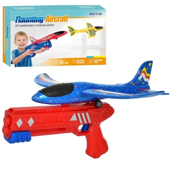 Детский Пистолет катапульта с летающим самолетом Air Battle P592 Красный
