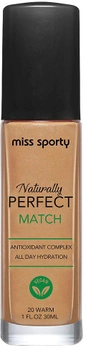 Тональний крем Miss Sporty Naturally Perfect Match 20 Warm 30 мл (3616304523045)