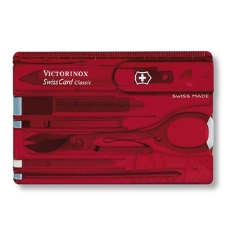 Набор Victorinox Swisscard 82х54х4мм/10функ/прозрачный красный