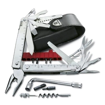 Мультитул Victorinox Swisstool X Plus 115мм/39функ + черный кожаный чехол