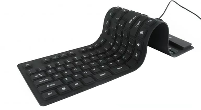 Клавіатура дротова Gembird силіконова водонепроникна USB з функцією OTG Чорна (KB-109F-B)