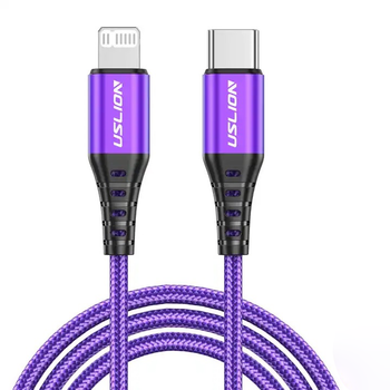 Кабель Apple Lightning - USB Type-C 20 Вт (1м) зарядный шнур для быстрой зарядки телефонов USLION US0186 Purple