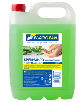 Мило рідке BuroClean EuroStandart Крем-мило антибактеріальне 10600102 5л Алое Віра (1/2)