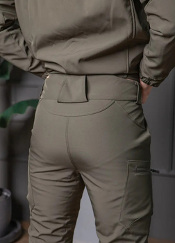 Чоловічі штани Soft-shell на флісі з високою посадкою олива / вітрозахисні та водонепроникні M