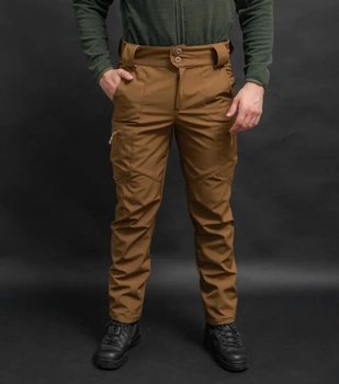 Мужские штаны Soft Shell демисезонные на флисе цвет Койот M