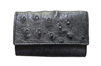 Ключница Ostrich Leather черная из кожи страуса