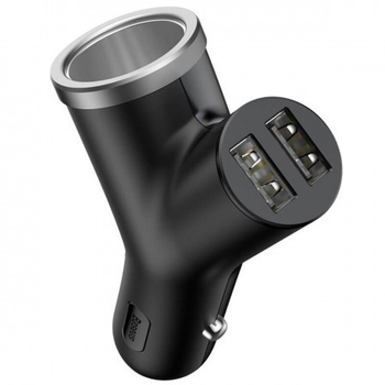 Автомобільний зарядний пристрій Baseus Y type dual USB + cigarette lighter extended car charger 3.4 A Black (CCALL-YX01)