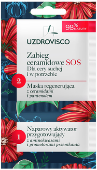 Maska nawilżająca do twarzy Uzdrovisco Zabieg Ceramidowe SOS z ceramidami i pantenolem z aktywatorem 8 ml (5904917481219)