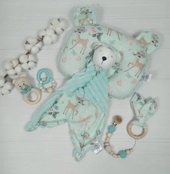 Набор для новорожденного: подушка и игрушки a.l.babybox косули Мятные
