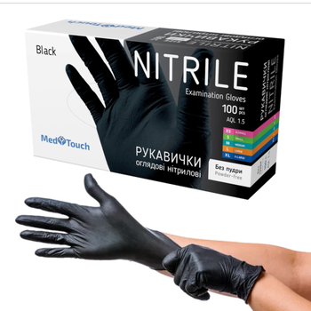 Перчатки нитриловые MedTouch размер ХL черные 100 шт
