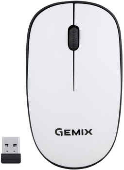 Мышь Gemix GM195 1200 DPI беспроводная, White, Мини-USB ресивер (GM195WH)