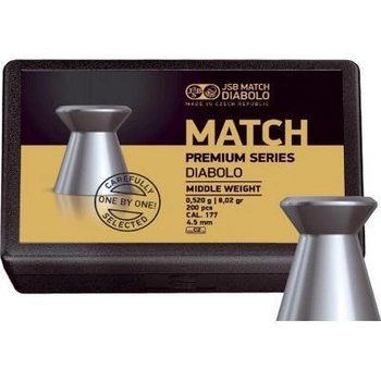 Пульки JSB Match Premium MW, 4,5 мм, 0,52 г, 200 шт/уп (1015-200)