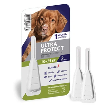 Капли Ultra Protect против блох, клещей и комаров для собак весом 10-25 кг