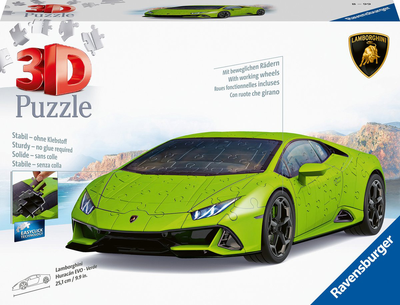 Puzzle 3D Ravensburger Pojazdy Lamborghini Huracan Evo Verde 108 elementów (4005556112999)