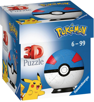 Puzzle 3D Ravensburger Kula Pokemon niebieska 54 elementy (4005556112654)