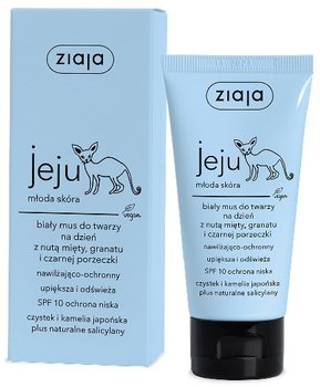 Білий мус для обличчя Ziaja Jeju SPF10 Daytime Mint Pomegranate & Blackcurrant 50 мл (5901887045076)