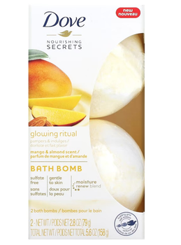 Бомбочки для ванни СПА-ефект манго та мигдаль Dove Nourishing Secrets 2 бомбочки для ванн, 79 г кожна