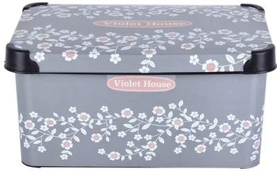 Контейнер Violet House 0647 Decor Antrasit Flower із кришкою 10 л