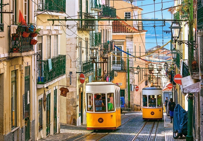 Puzzle Castor Lizbońskie tramwaje Portugalia 1000 elementów (5904438104260)