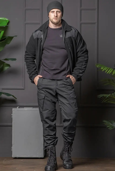 Мужской костюм Полиция черный цвет Флисовая Кофта и брюки Kayman / Кофта с водонепроницаемыми вставками и липучками под шевроны 46