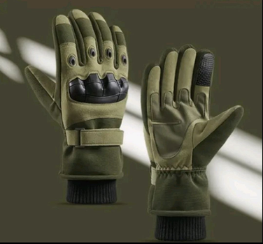 Зимові рукавиці теплі на флісі універсальні олива L (74251994)