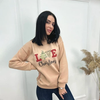 Fashions • Батник женский Love Christmas Fashions 50-52 бежевый (4192-фг)