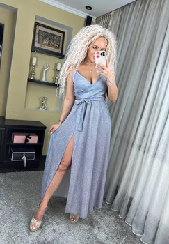 Fashions • Вечірня люрексова сукня Grace Fashions L срібло (7123-ді)