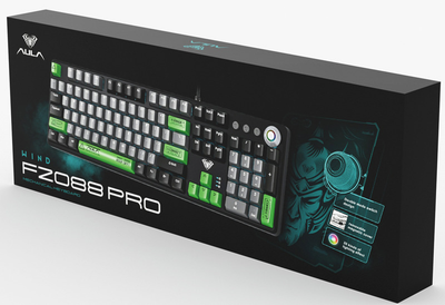 Клавіатура Aula Wind F2088 Pro Mechanical Black/Gray + 9 Green keys KRGD Blue USB EN/UA (6948391234892)