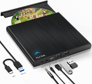 Внешний CD-DVD-привод NOLYTH и устройство записи USB 3.0 Type-C для ноутбуков, Windows, ПК, Mac, MacBook