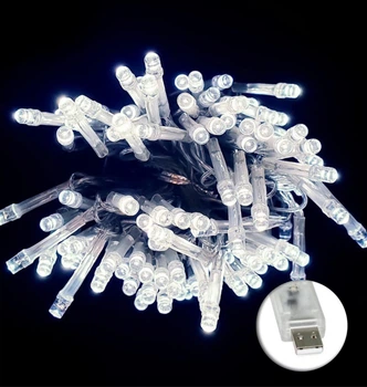 Яркая светодиодная гирлянда от USB + НА БАТАРЕЙКАХ 100LED DL 10м белый 7G-F-7794