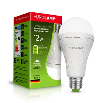 Світлодіодна акумуляторна лампа EUROLAMP A70 12W E27 4500K (LED-A70-12274(EM))