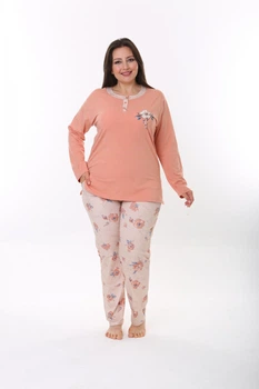 Жіноча піжама (брюки + футболка д/р) бавовняна Bella 6039 XL