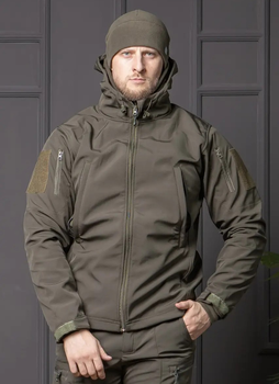 Мужская куртка НГУ Softshell оливковый цвет с анатомическим покроем ветрозащитная M
