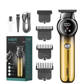 Тример VGR V-989 Gold Для підстригання волосся і бороди, Акумуляторний, USB (242095000000605)