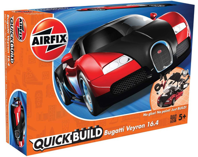 Plastikowy model do składania Airfix QuickBuild samochód Bugatti Veyron czarny/czerwony (5055286642203)